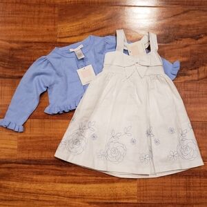 Janie and Jack NWT 12-18 months linen floral haulter dress, cardigan